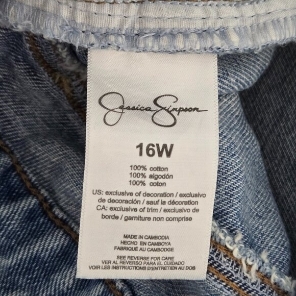 NWT | Jessica Simpson Throwback Vintage Straight Lived-In Distressed Jeans | 16W - Picture 6 of 7